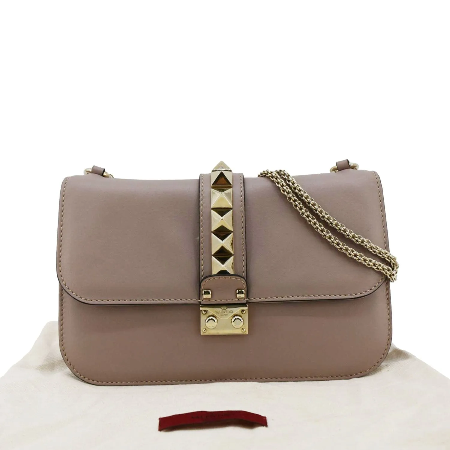 VALENTINO Glam Lock Rockstud Flap Medium Leather Crossbody Bag Light Purple