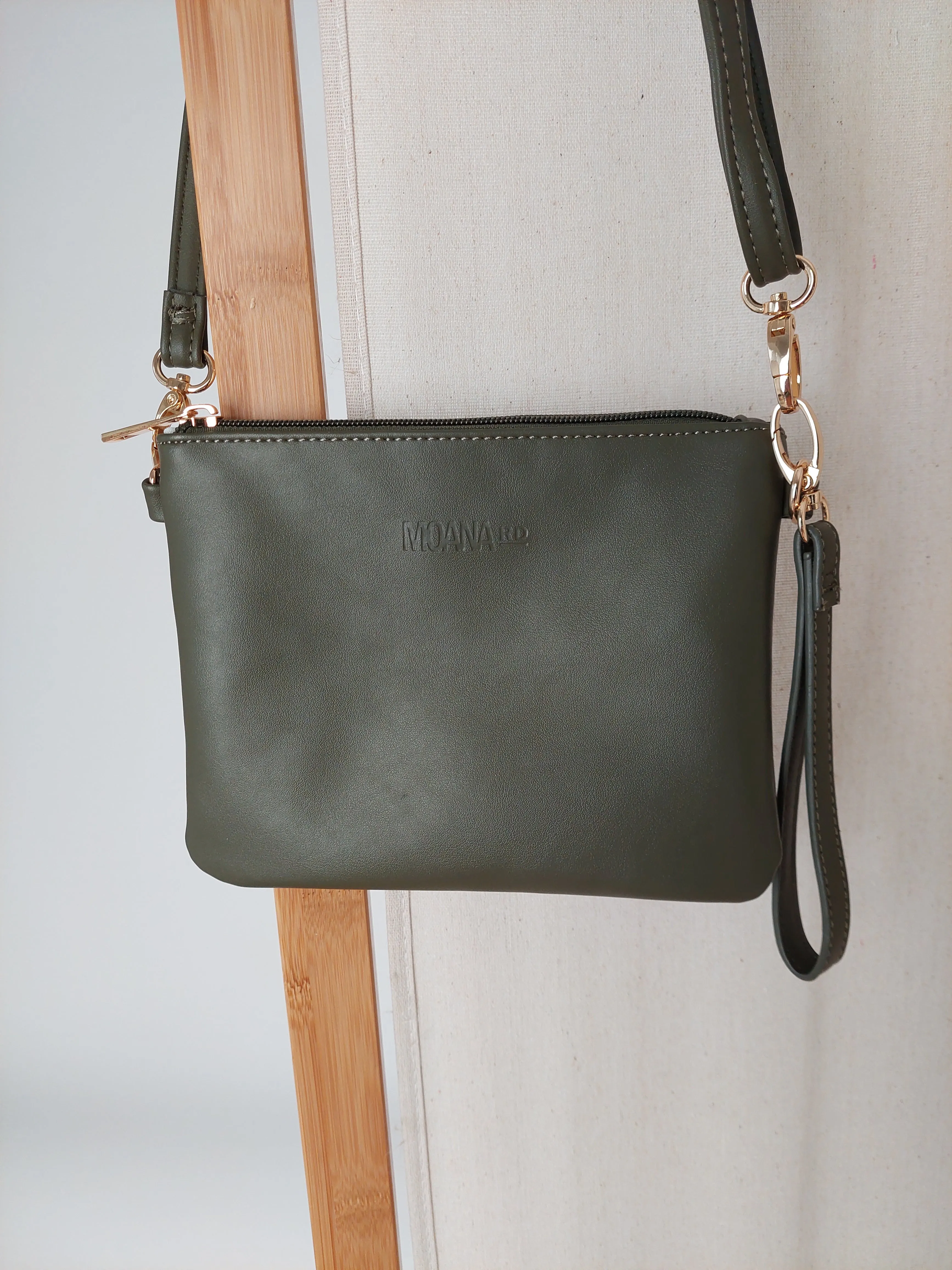 Vegan Leather Viaduct Clutch - Olive