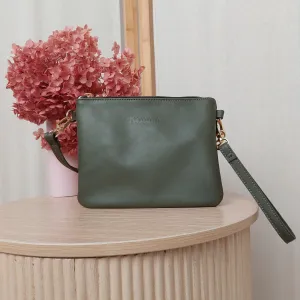 Vegan Leather Viaduct Clutch - Olive