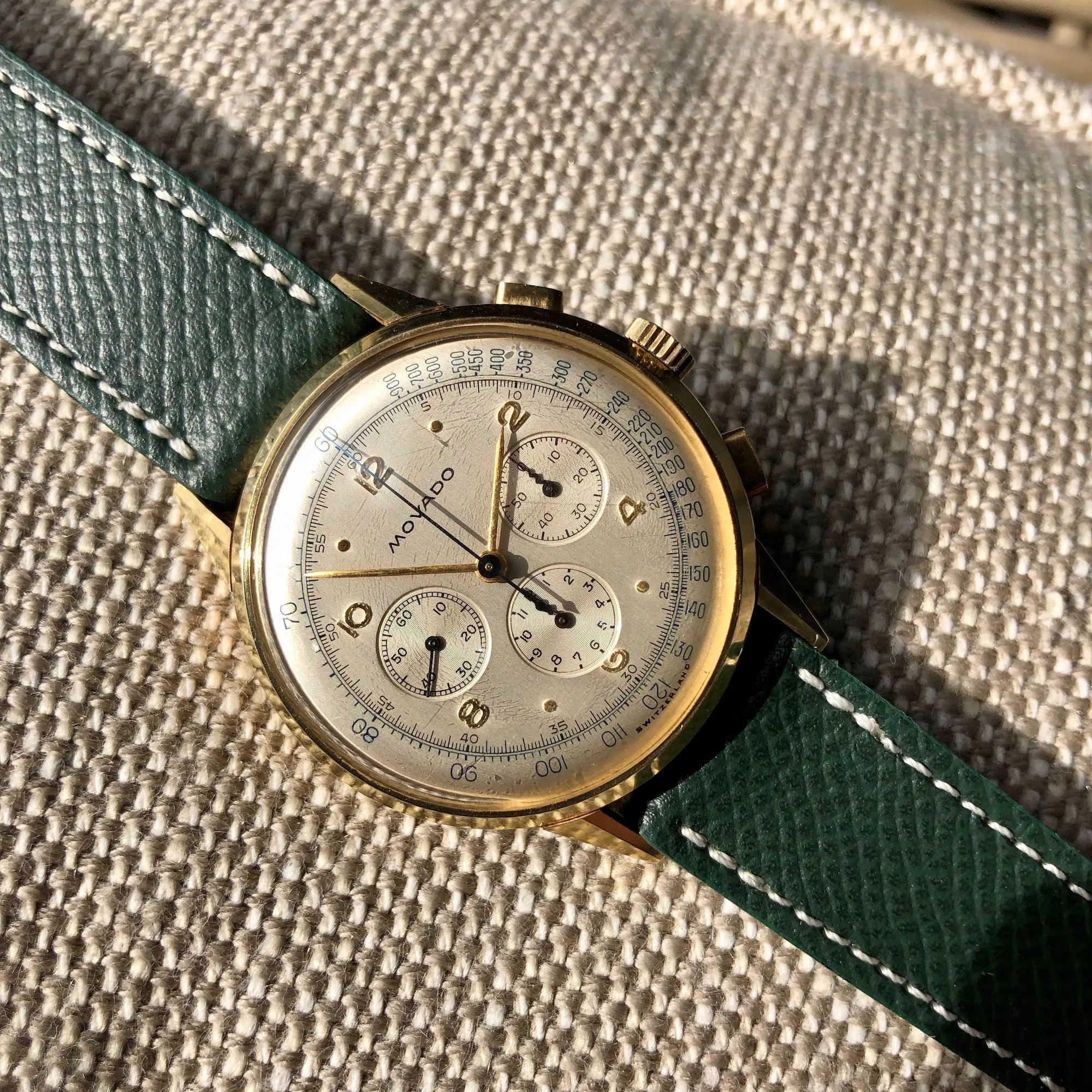 Vintage Movado Caliber 95 Yellow Gold 49036 Chronograph Manual 36mm Wristwatch