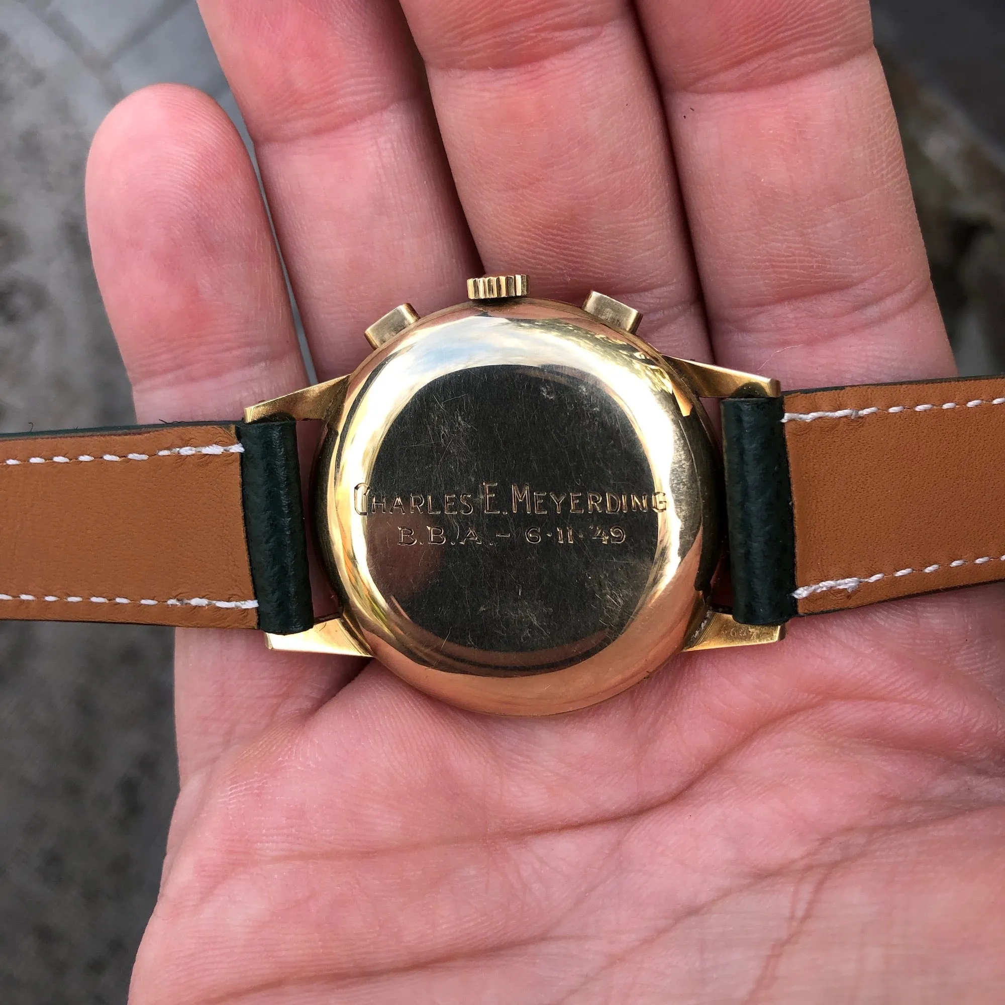 Vintage Movado Caliber 95 Yellow Gold 49036 Chronograph Manual 36mm Wristwatch