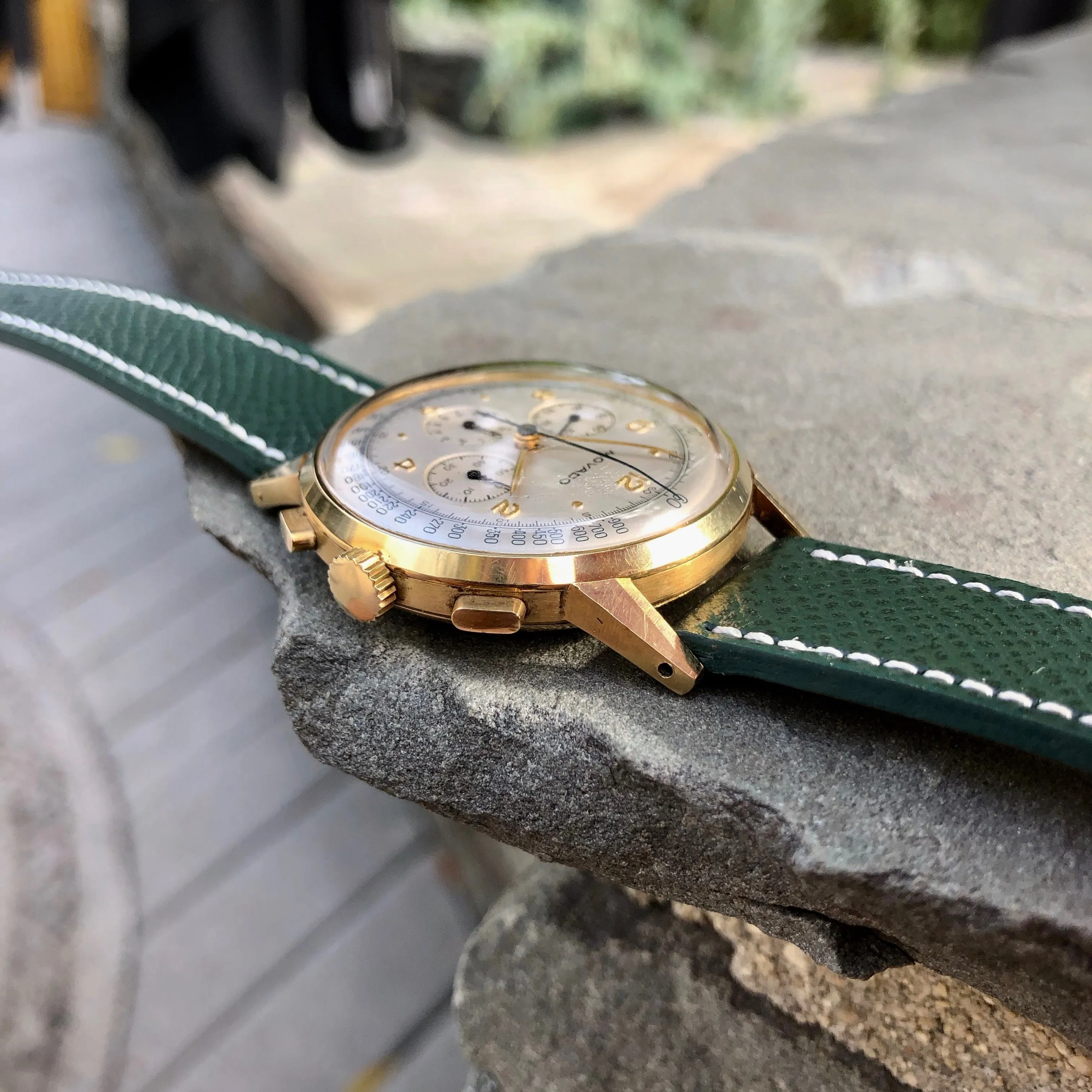 Vintage Movado Caliber 95 Yellow Gold 49036 Chronograph Manual 36mm Wristwatch