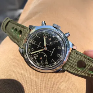 Vintage Mulco Spillman Chronograph Steel Gilt Valjoux 22 Wristwatch