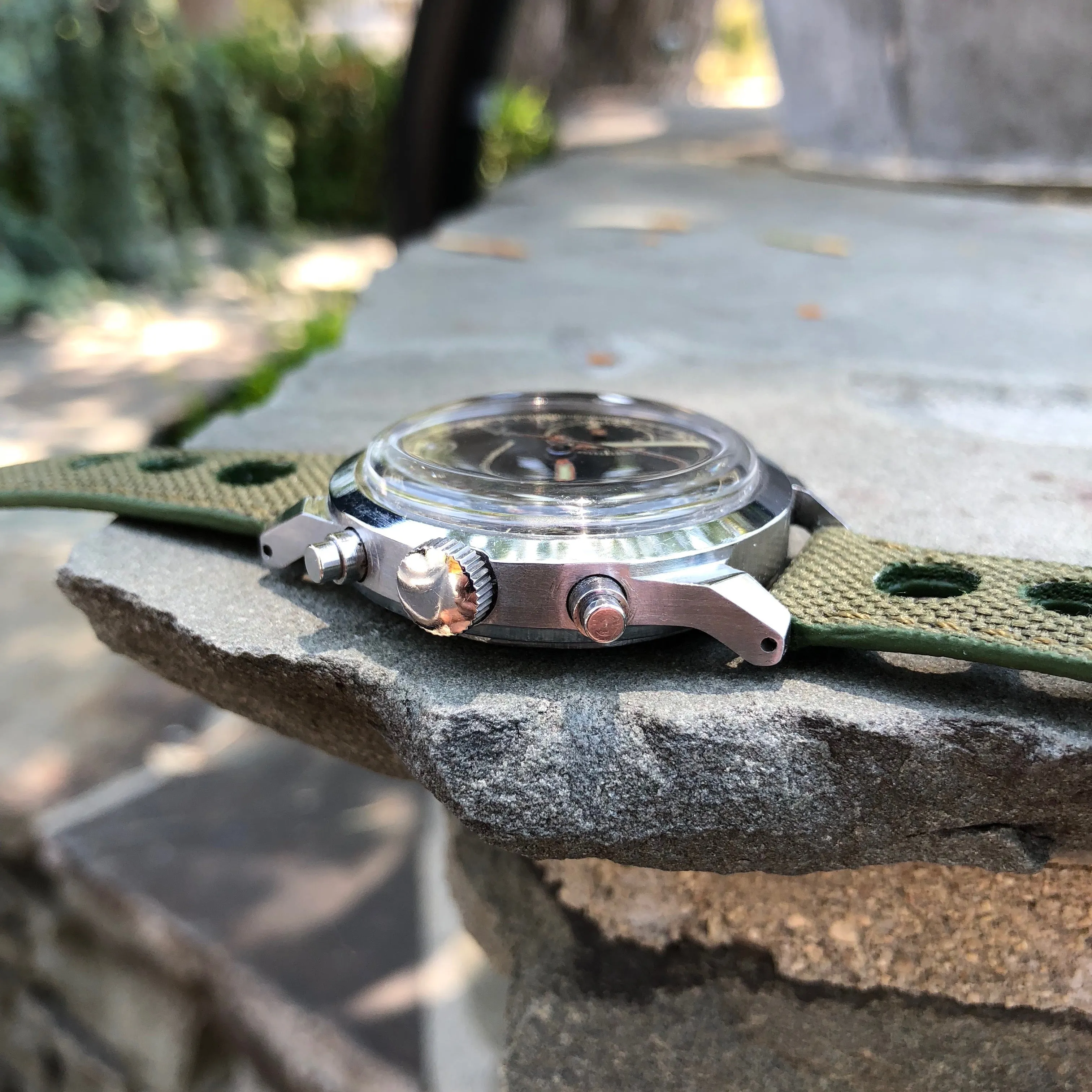 Vintage Mulco Spillman Chronograph Steel Gilt Valjoux 22 Wristwatch
