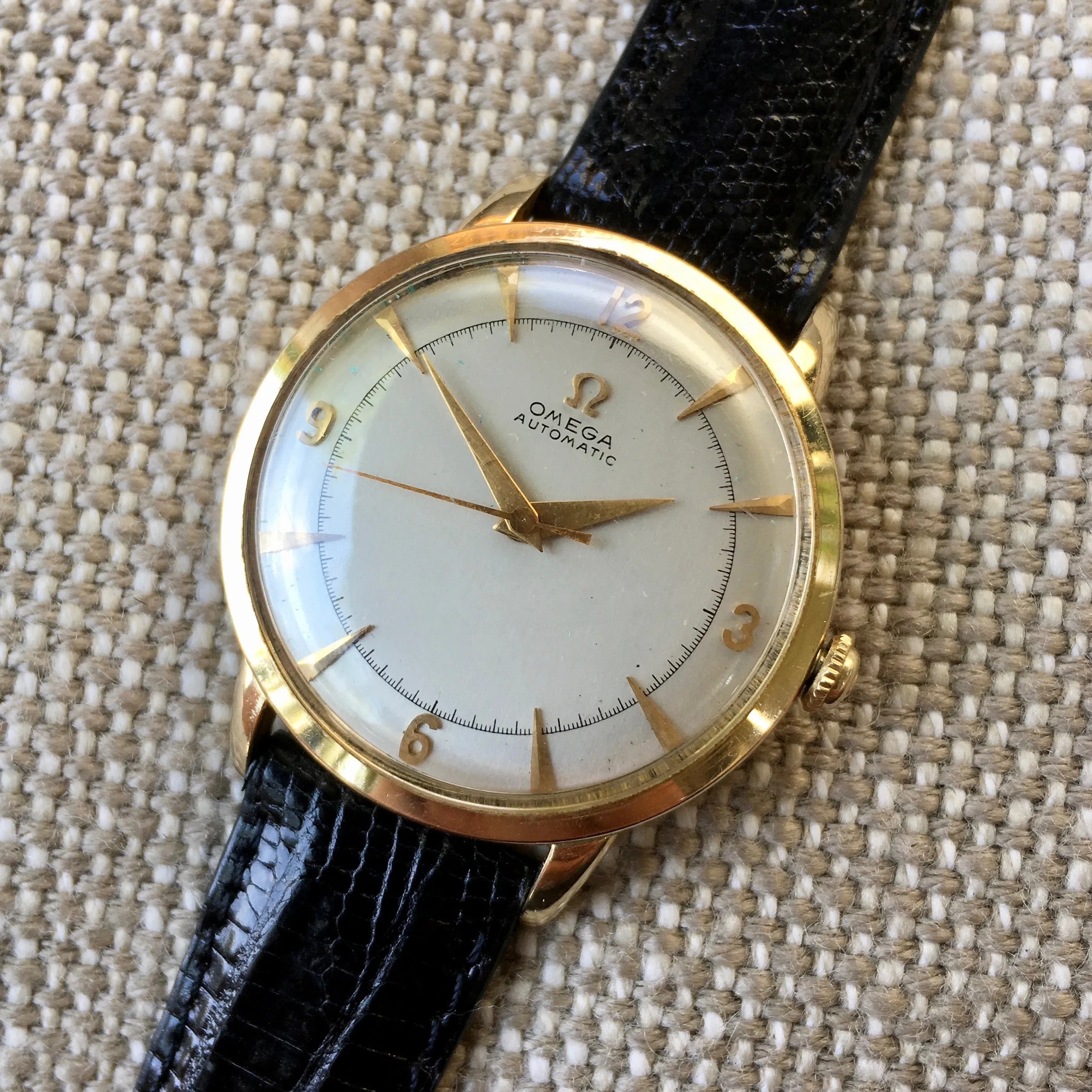 Vintage Omega G6518 14K Yellow Gold 32mm Bumper Automatic Cal. 351 Wristwatch