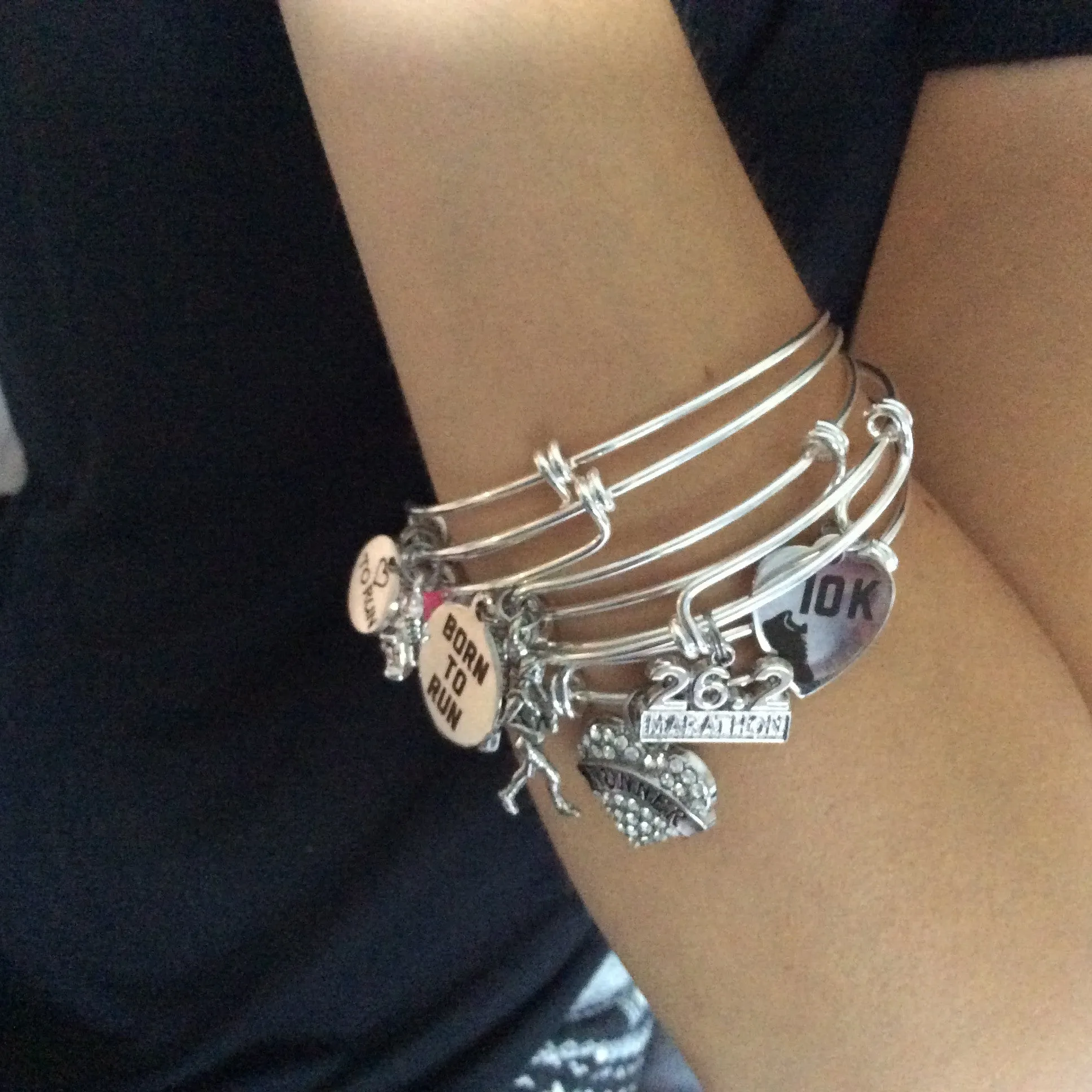 Woman Golfer Live Your Dream Golf Expandable Silver Charm Bracelet Adjustable Wire Bangle