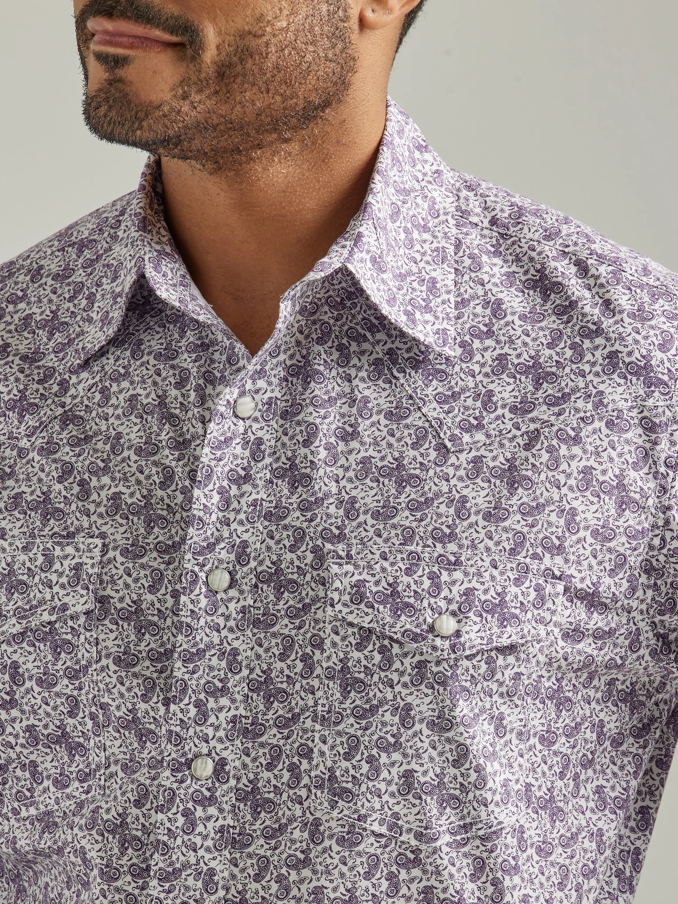 Wrangler Men's 20X Competition Advanced Comfort Purple Western Snap Shirt