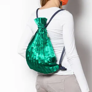 Write Sketch & - GREEN SATIN PLEATED BACKPACK
