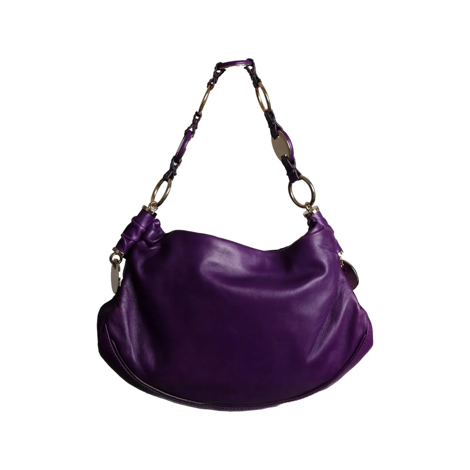 YSL Purple Leather Shoulder Bag